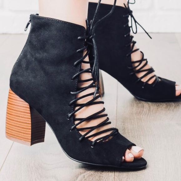 Black Lace-Up Bootie - Picture 3 of 5